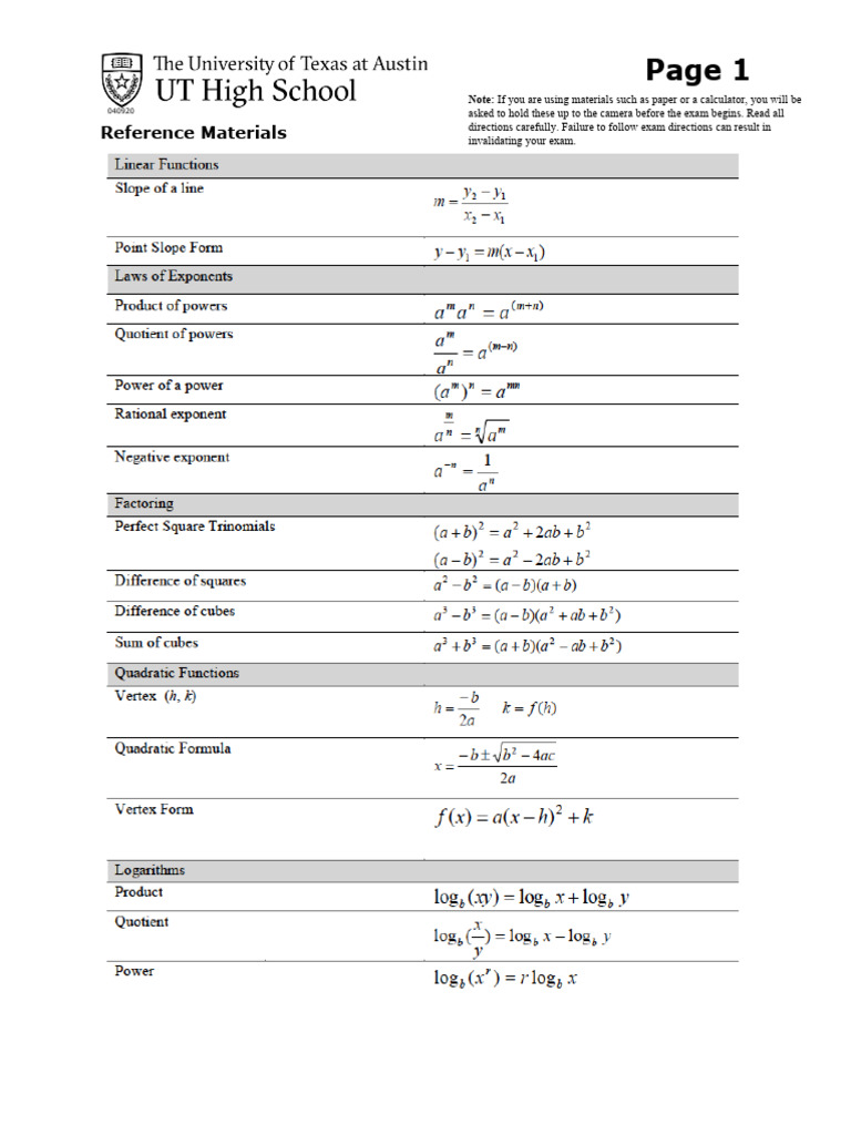 Exam Reference Materials Guide | PDF