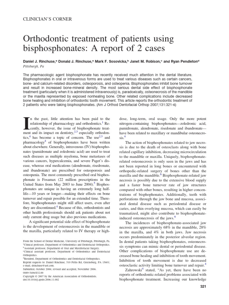 Orthodontics and Bisphosphonates: Case Studies | PDF | Orthodontics ...