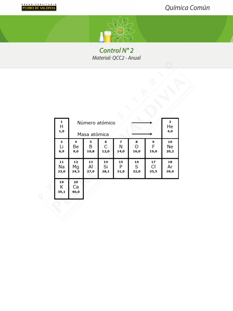 Control de Química: Preguntas y Respuestas | PDF | Electrón ...