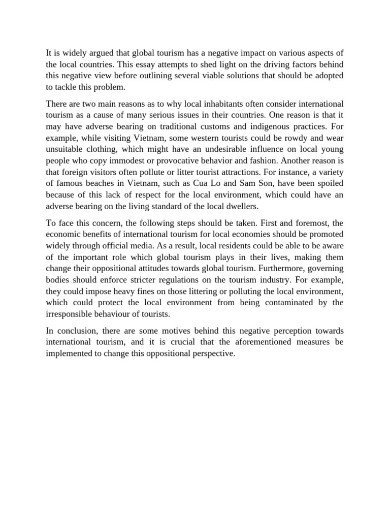 Addressing Negative Impacts of Tourism | PDF