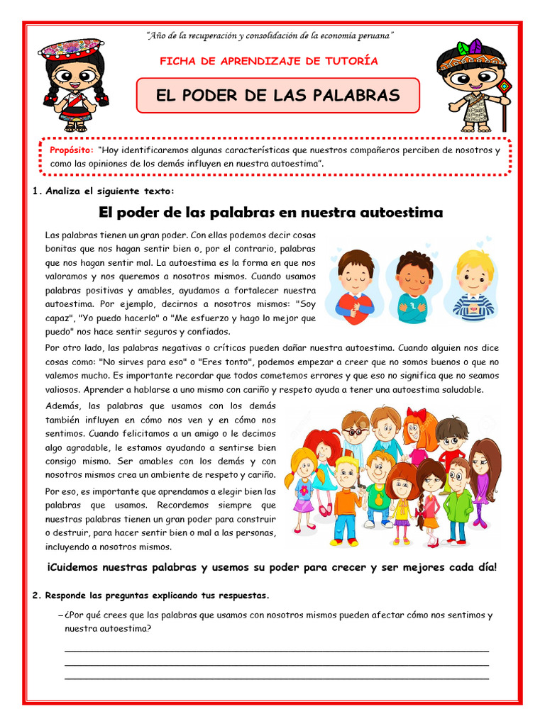 El poder de las palabras en la autoestima | PDF | Autoestima