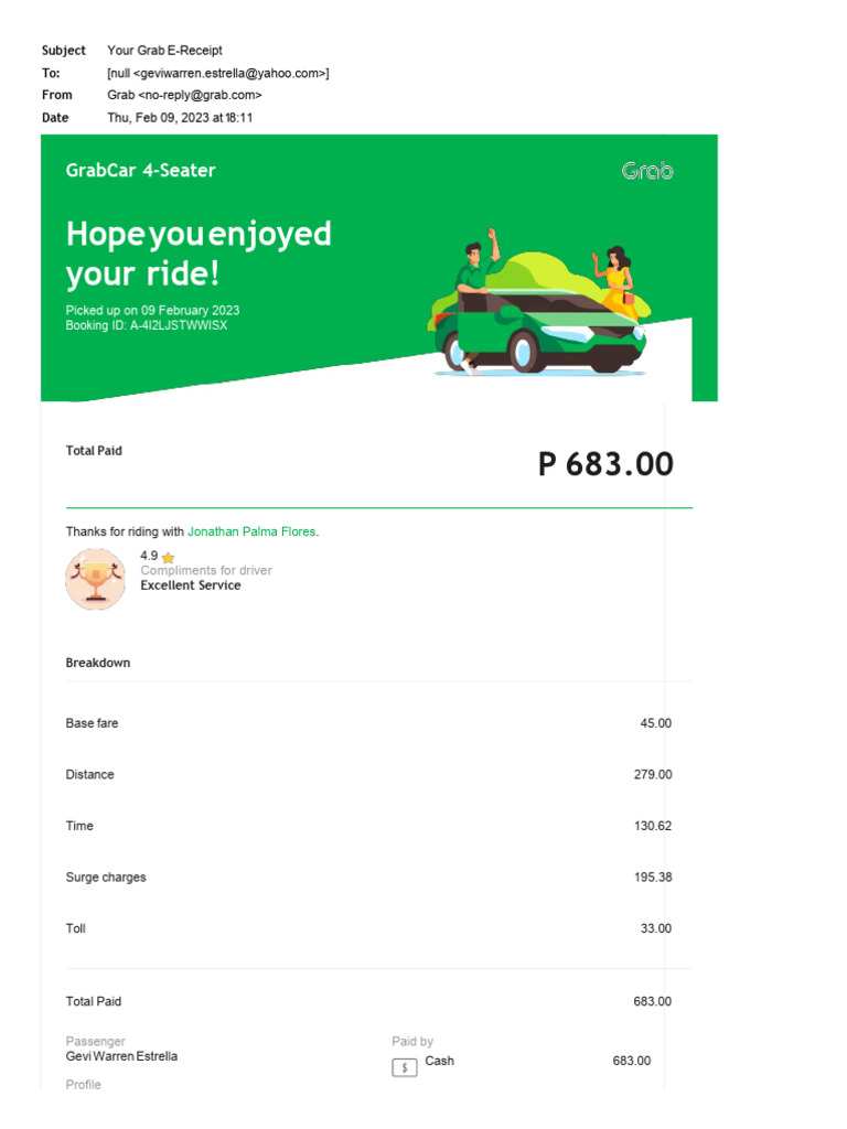 Grab E-Receipt for Your Ride | PDF