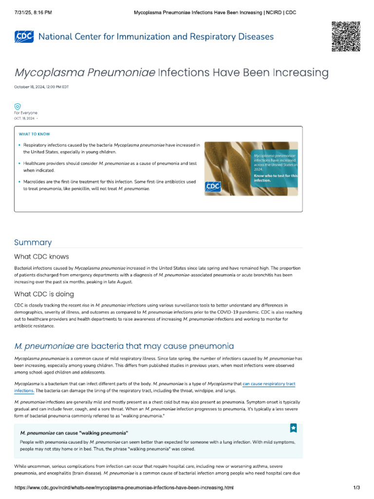 Mycoplasma Pneumonia 3 | PDF