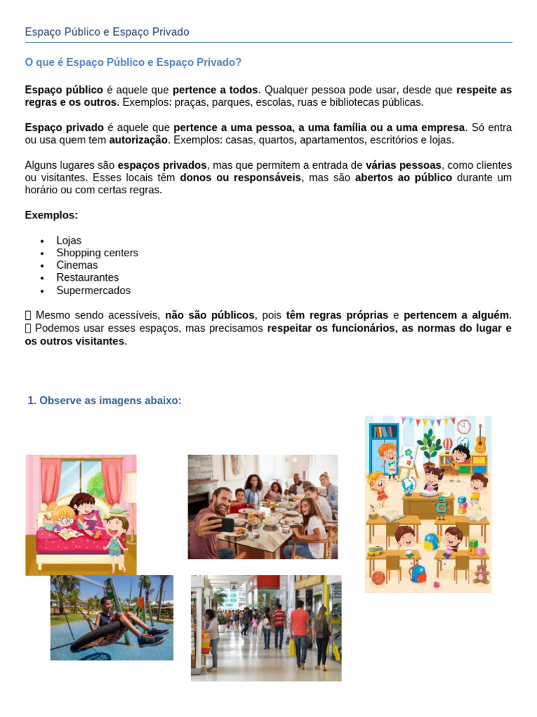 Diferenças entre Espaço Público e Privado | PDF