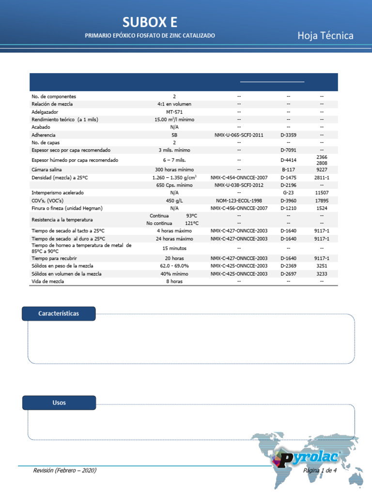 Hoja Técnica de Subox E Epóxico | PDF | Hormigón | Química