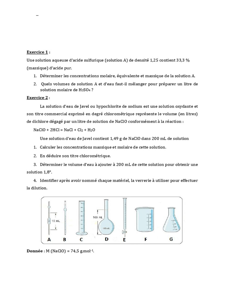 TD2 Chimie : Solutions et Réactions | PDF | Réaction d'oxydoréduction ...