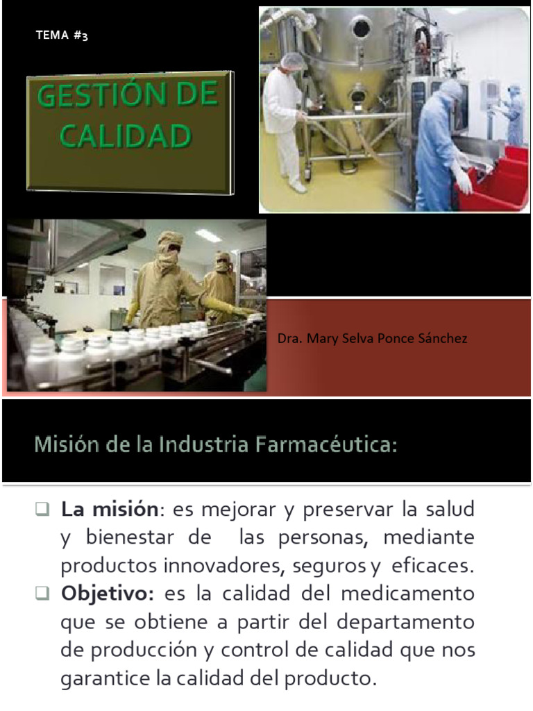 Gestión de Calidad en Productos Farmacéuticos | PDF | Calidad ...