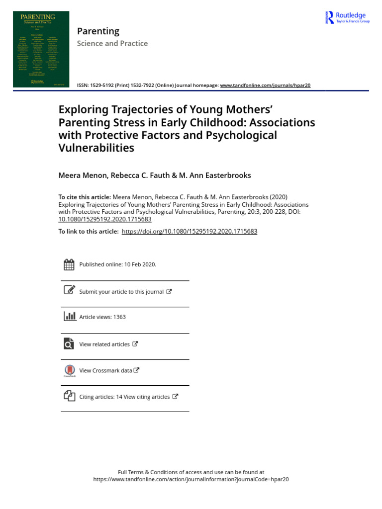 Exploring Trajectories of Young Mothers Parenting Stress in Early ...