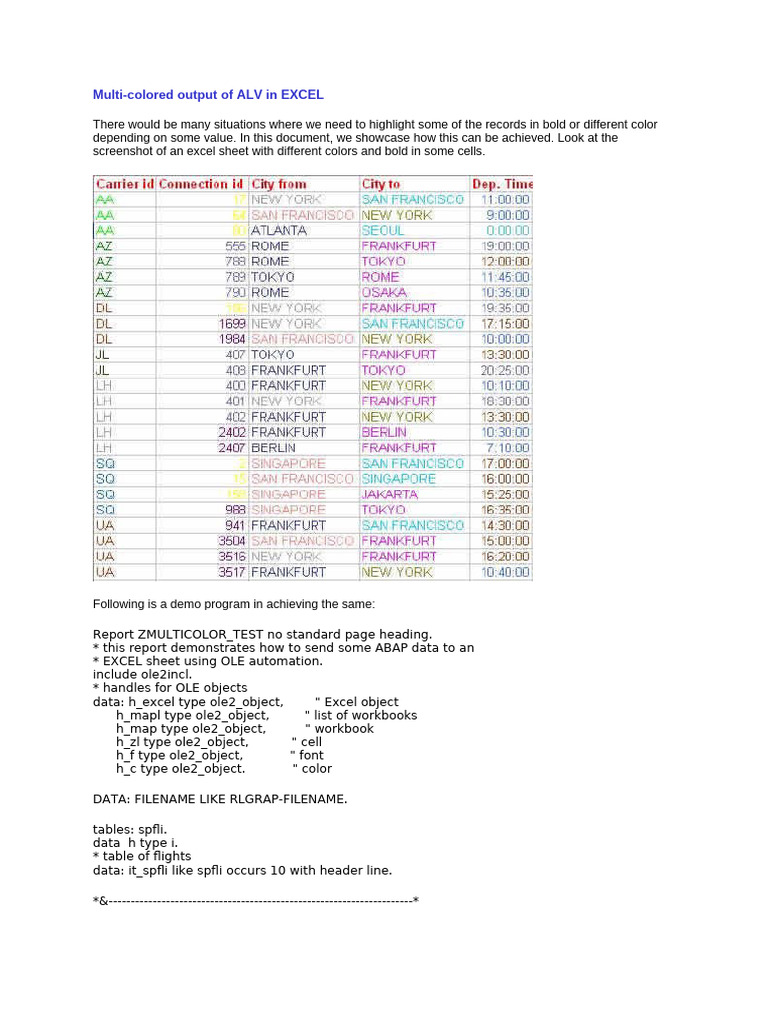 Multi Coloured Excel ALV | PDF | Microsoft Excel | Software Engineering