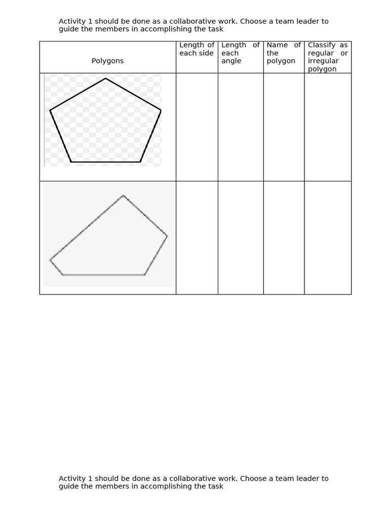 Collaborative Polygon Classification Activity | PDF