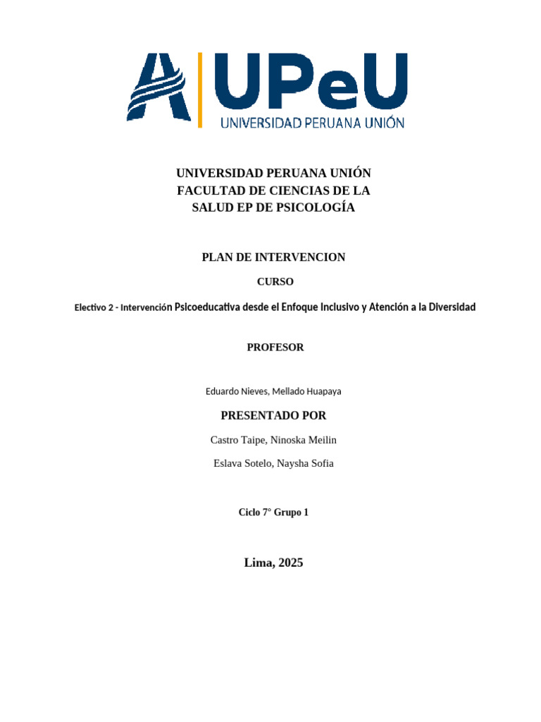 Plan de Intervención para Mejorar la Autoestima Infantil | PDF ...