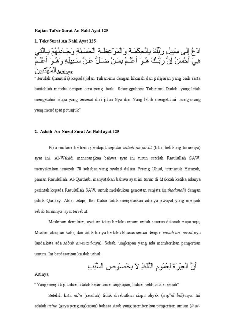 Dalil pada al quran surat an-nahl ayat 125 menerangkan bahwa