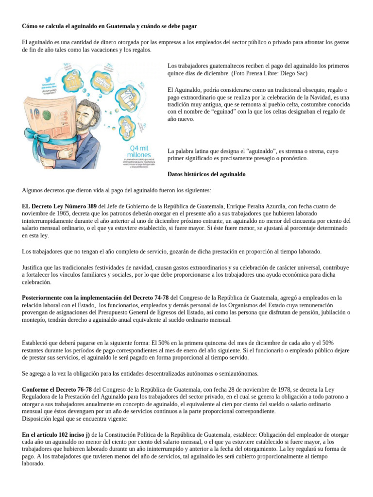 Cálculo y pago del aguinaldo en Guatemala | PDF | Salario | Guatemala