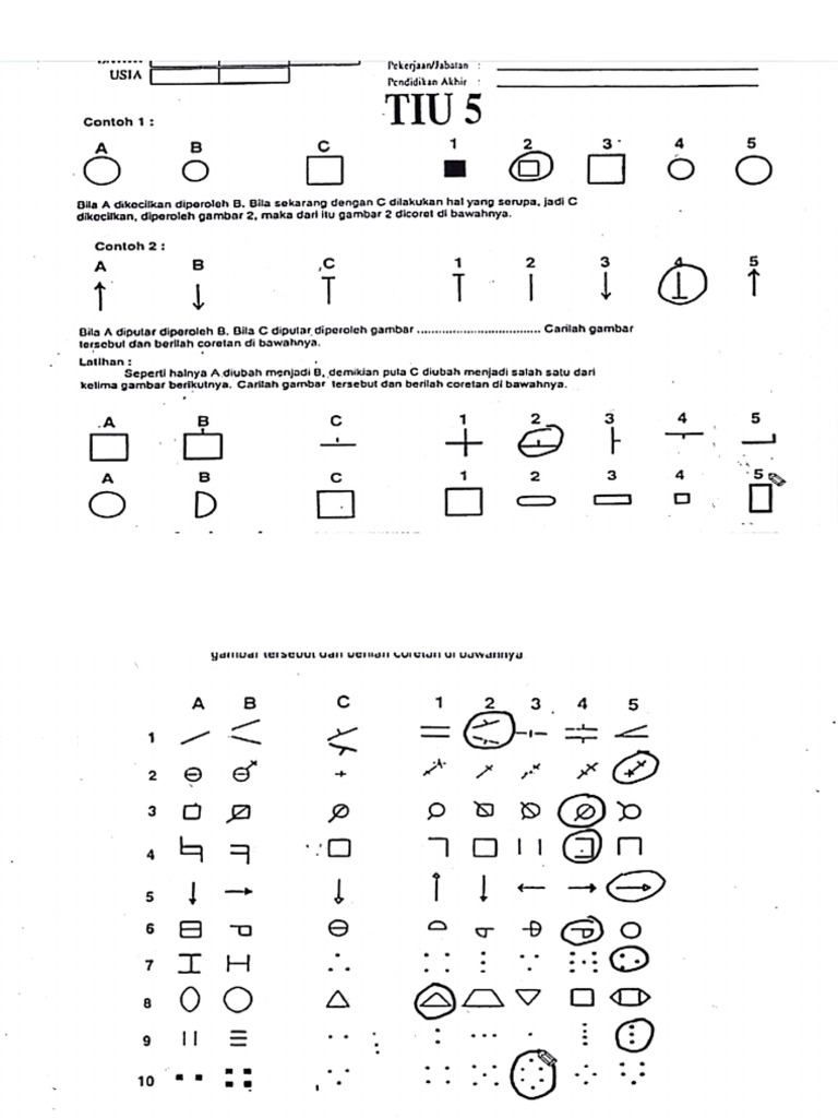 Kunci Jawaban Psikotes Tiu 5 | PDF