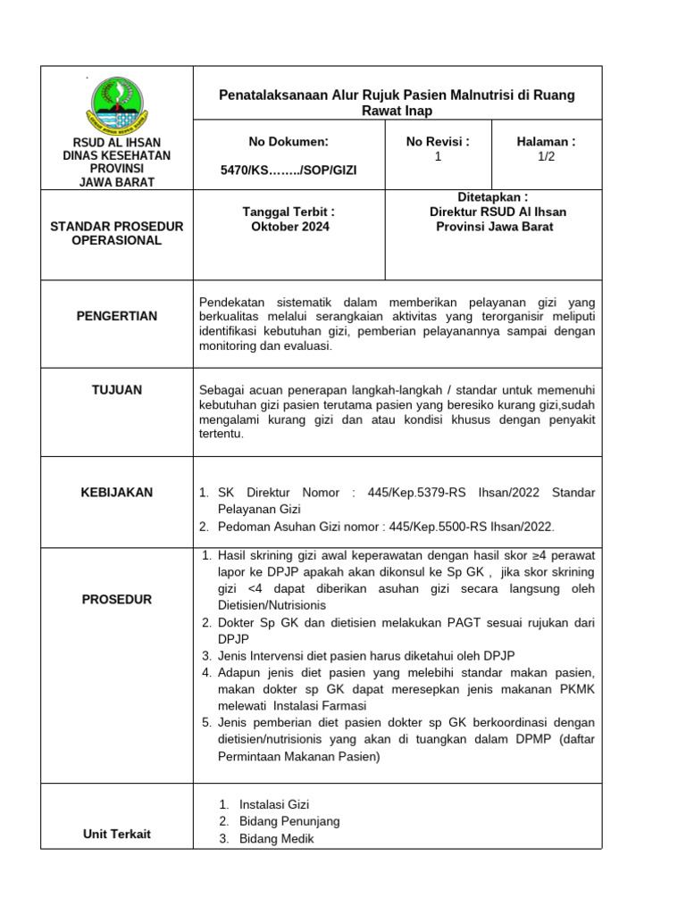 Alur Rujuk Pasien Malnutrisi RSUD | PDF