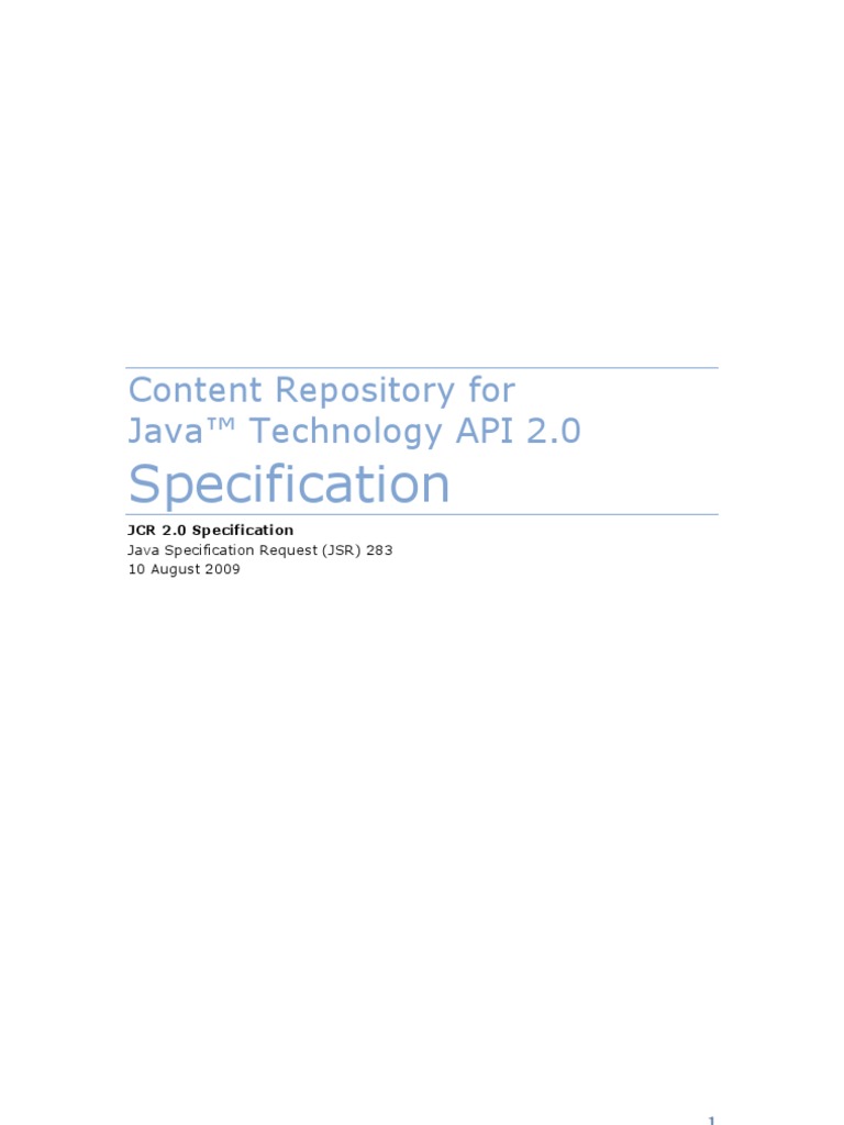 Specification: Content Repository For Java™ Technology API 2.0 | PDF ...
