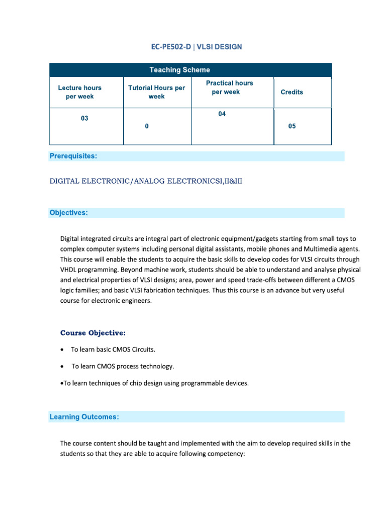 Ece 5th C Vlsi Syllabus Pdf