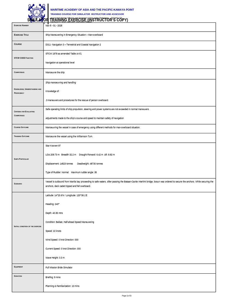 Pahit - 6.3a Simulator Training For 6.10 (Instructors Copy) | PDF ...
