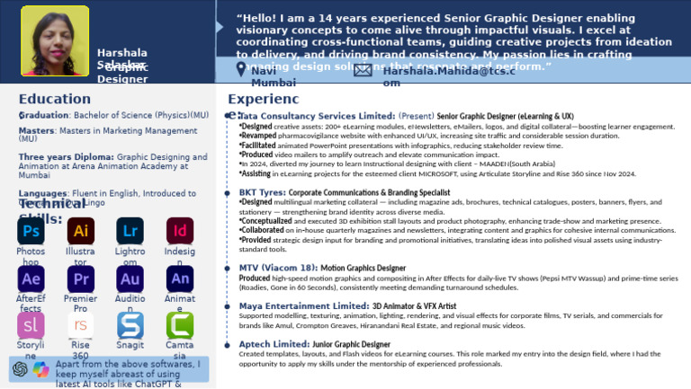 Senior Graphic Designer Profile | PDF | Educational Technology | Human ...