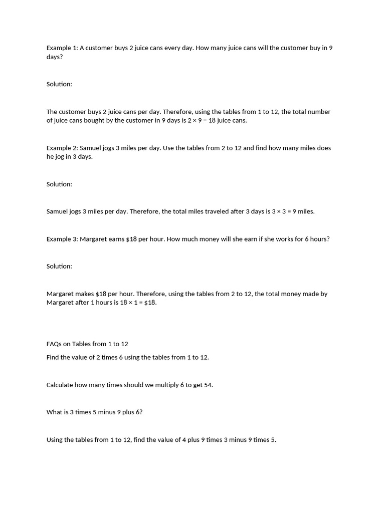 Daily Multiplication and Earnings Examples | PDF