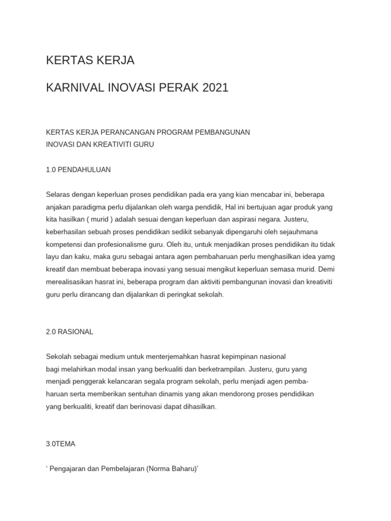 Program Inovasi Kreativiti Guru SMK Tun Mutahir | PDF