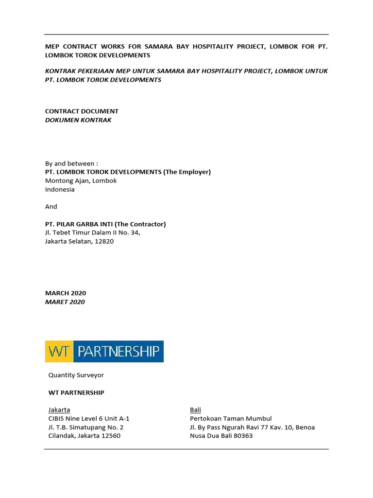 MEP Contract for Samara Bay Project | PDF