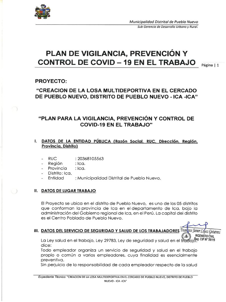 Plan para La Vigilancia Prevencion y Control de Covid 19 | PDF