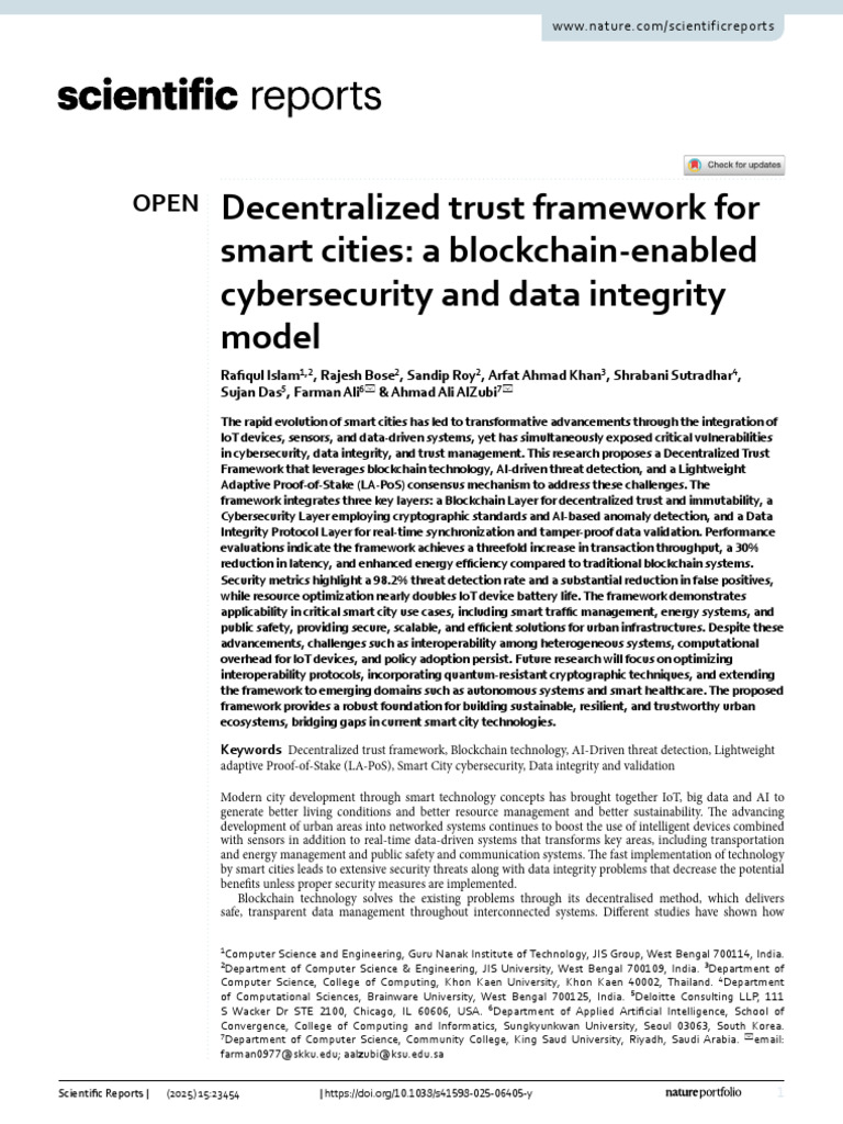 Blockchain Framework for Smart City Security | PDF | Internet Of Things ...