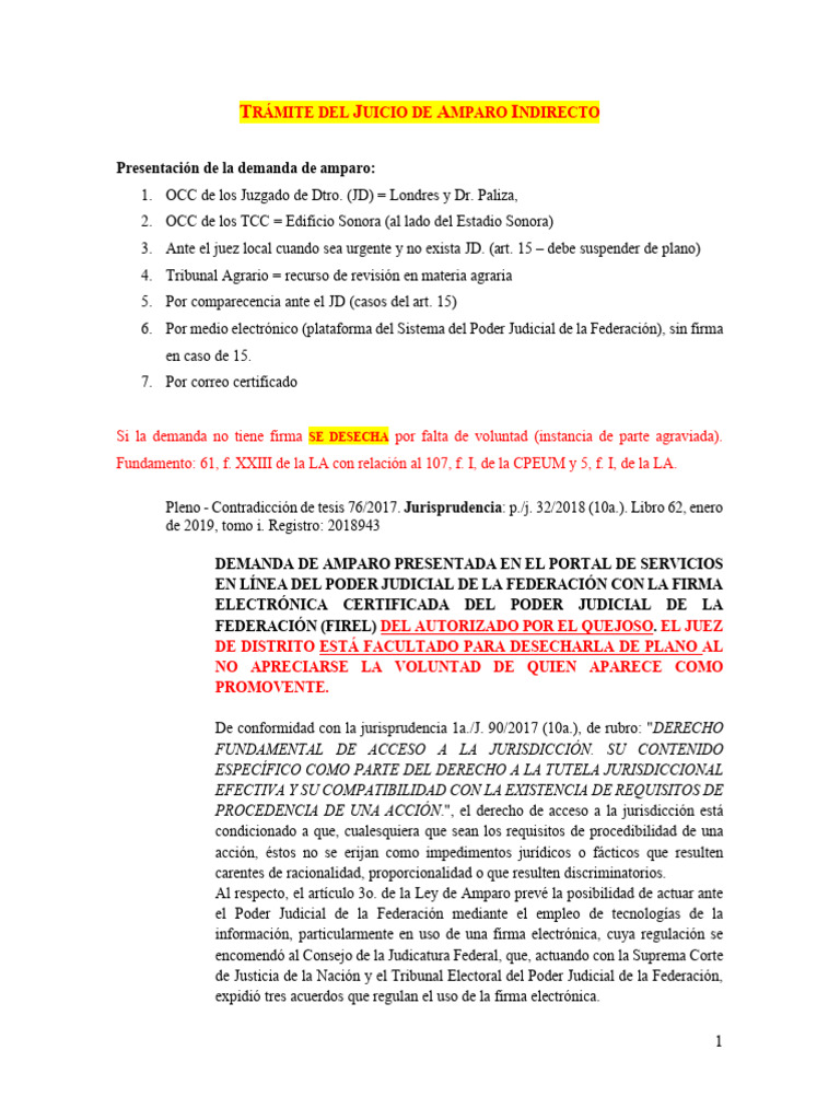 Guía del Juicio de Amparo Indirecto | PDF | Judicaturas | Caso de ley