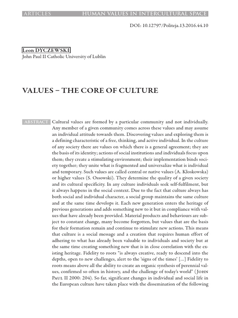 Core Cultural Values in Society | PDF | Value (Ethics) | Hedonism