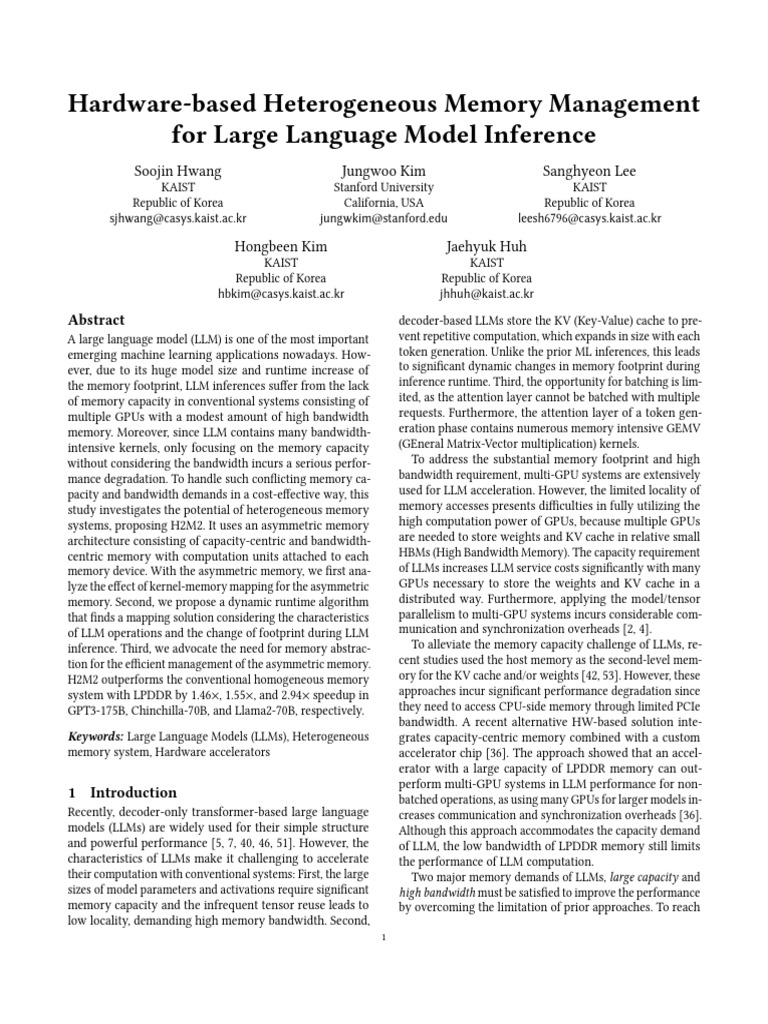 Hardware-Based Heterogeneous Memory Management For Large Language Model ...