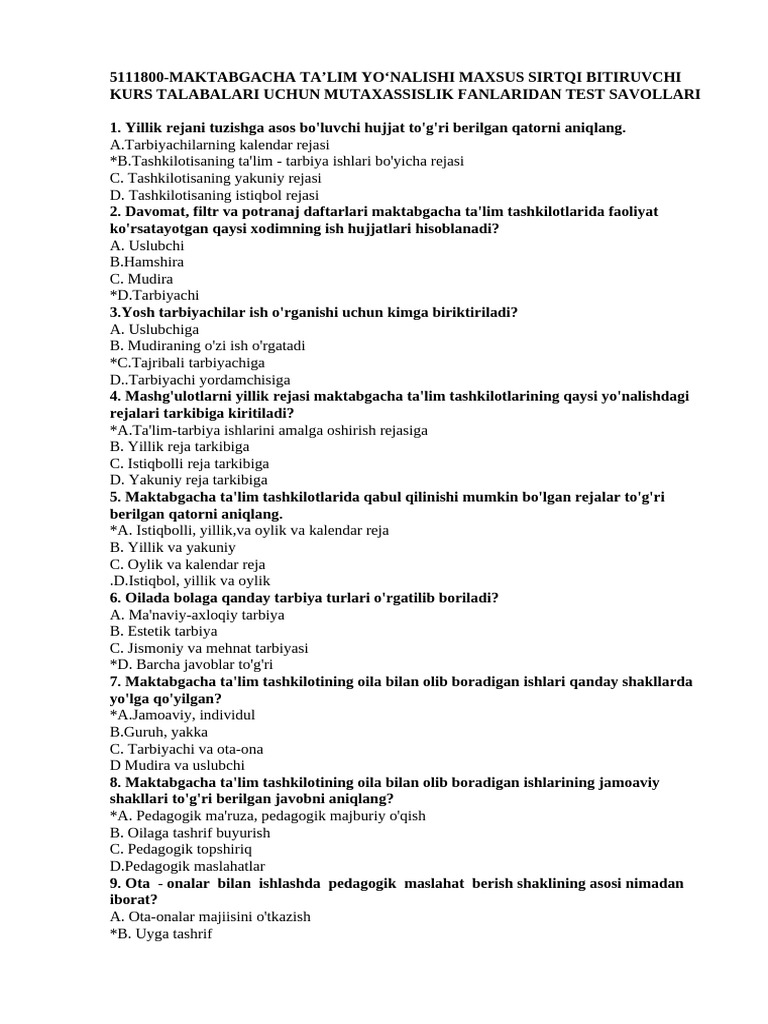1000 Ta Test To'liq Tayyor | PDF