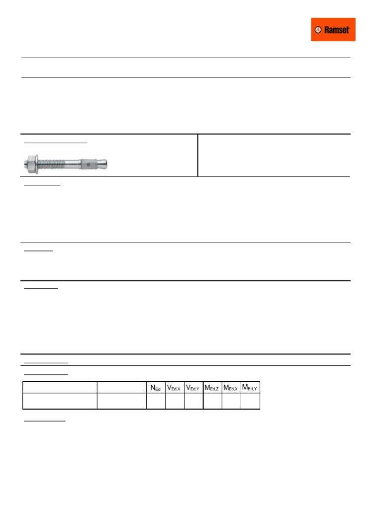 Ramset Anchor Calculation Sheet | PDF | Strength Of Materials | Concrete