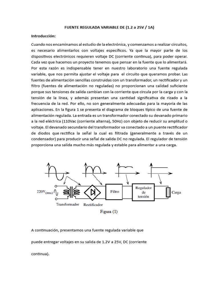 Fuente Regulada Variable 24v. LR | PDF | Corriente continua | Rectificador
