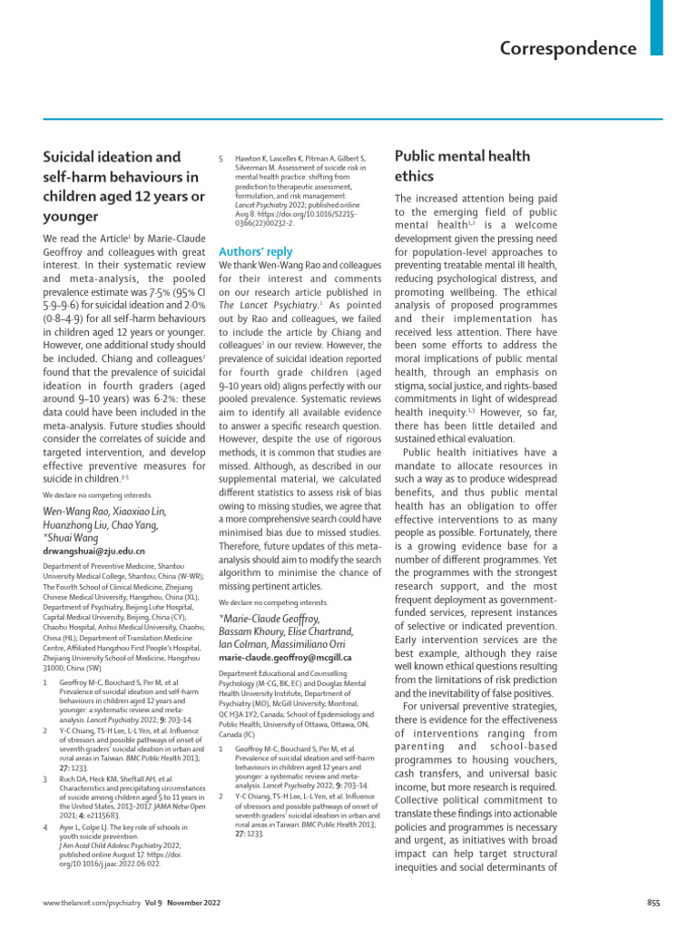 Child Suicidal Ideation Prevalence Insights | PDF | Mental Health ...