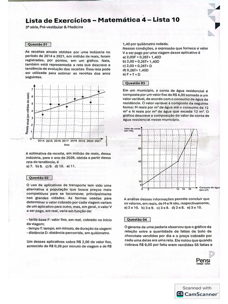Listas de Matemática Escola | PDF