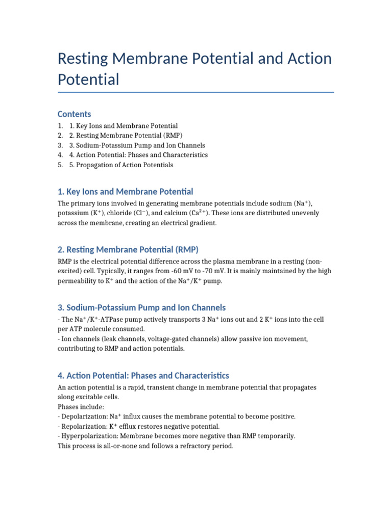 Membrane Potential and Action Potentials | PDF