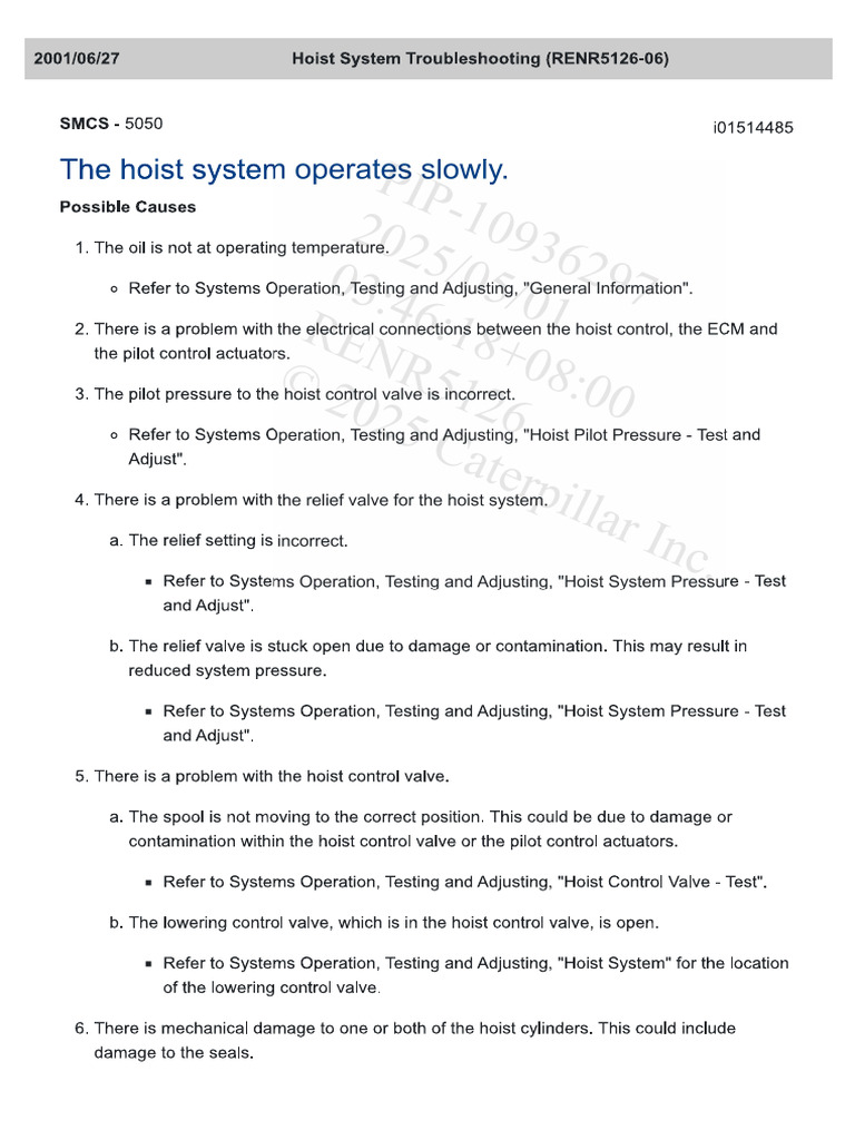 740 (B1P) - Hoist System Troubleshooting | PDF