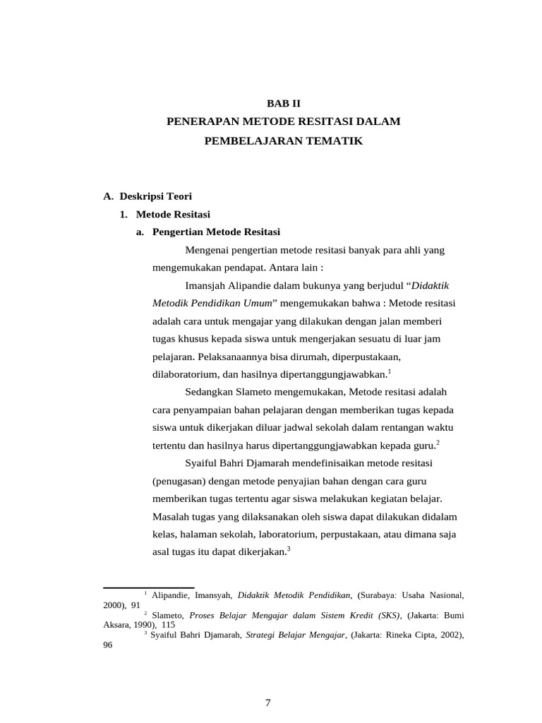 Metode Resitasi dalam Pembelajaran Tematik | PDF
