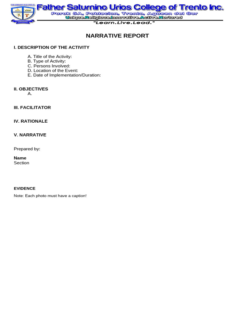 Narrative Report Template Individual | PDF