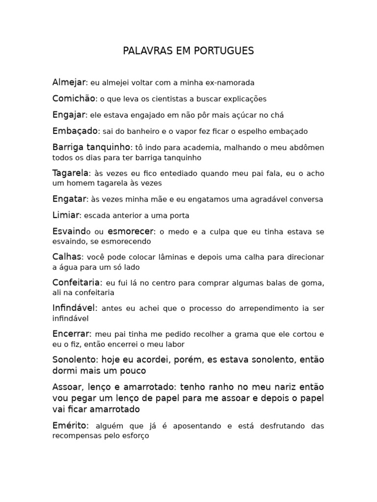 Vocabulário e Significados em Português | PDF