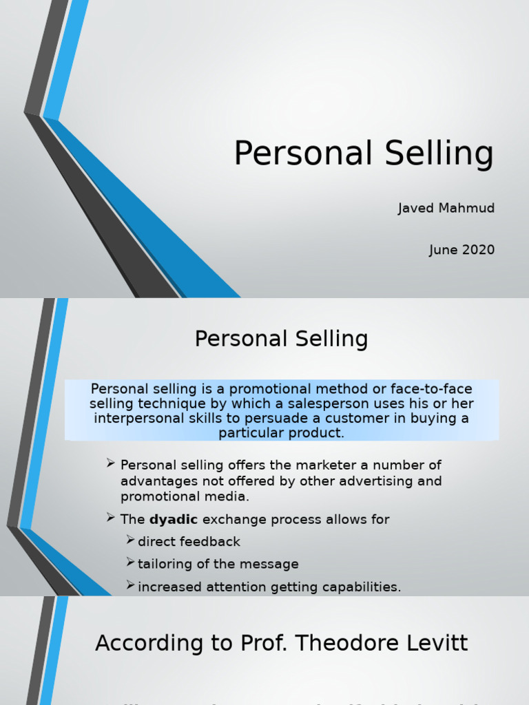 Types of Personal Selling Techniques | PDF | Sales | Psychology