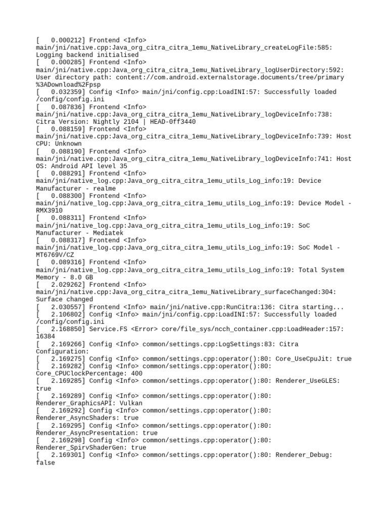 Citra Emulator Log Analysis on Android | PDF | Software | System Software