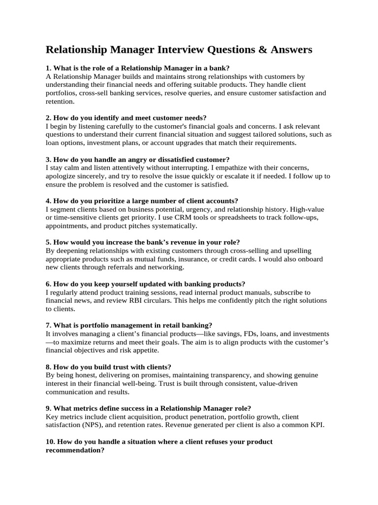 ICICI Bank Relationship Manager Q&A | PDF | Banks | Business