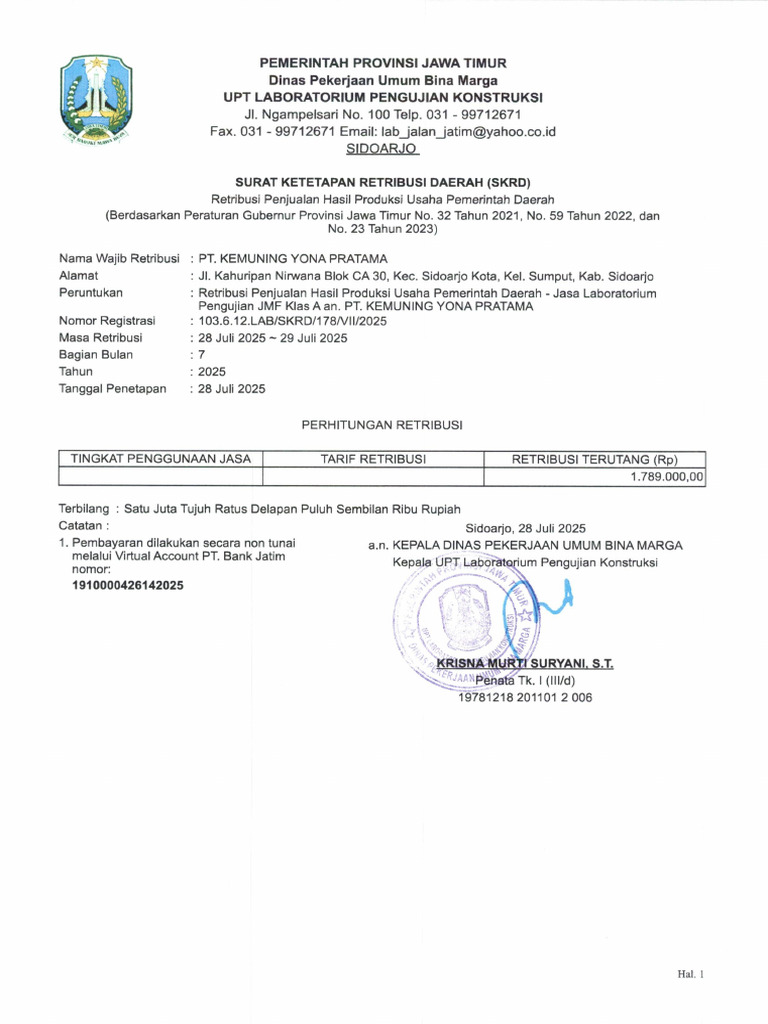 SKRD JMF Klas A Pt. Kemuning Yona Pratama | PDF