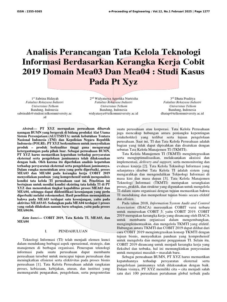 Analisis Tata Kelola TI PT XYZ dengan COBIT | PDF