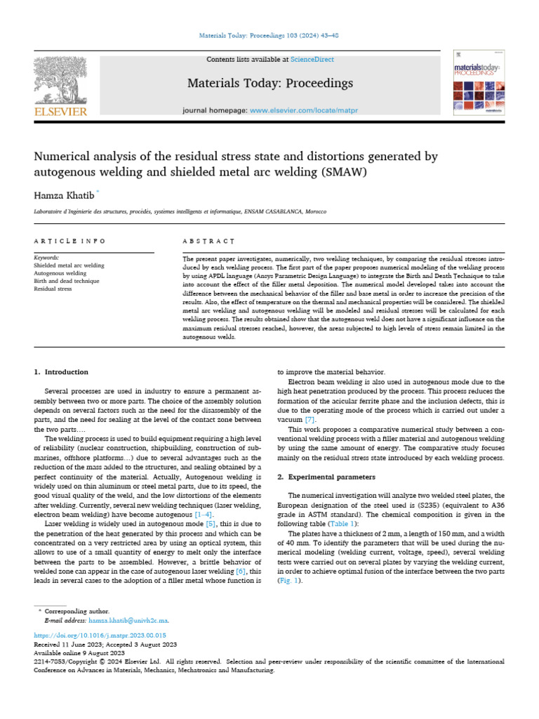 Residual Stress Analysis in Welding Techniques | PDF | Welding ...