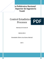 Control Estadístico de Procesos: Instituto Politécnico Nacional Escuela Superior de Ingeniería Textil