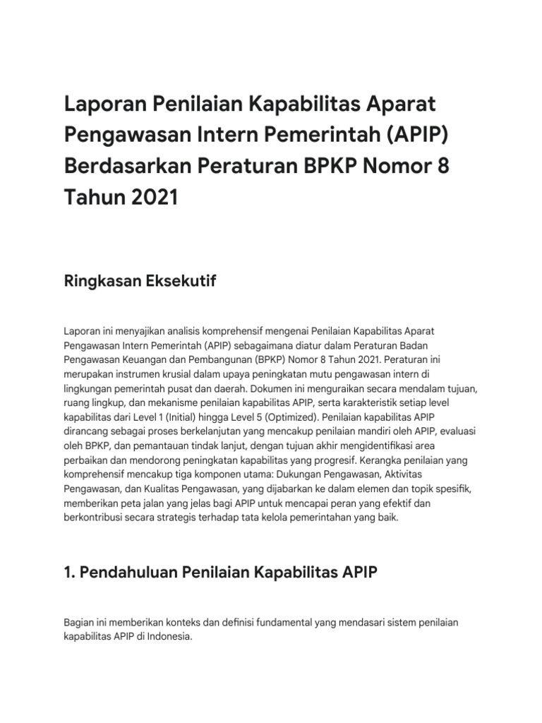 Penilaian Kapabilitas APIP 2021 | PDF