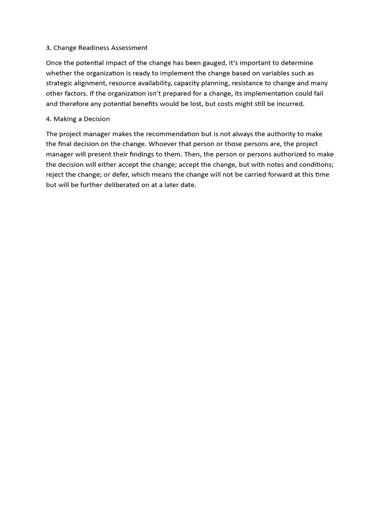 Change Readiness Assessment Overview | PDF